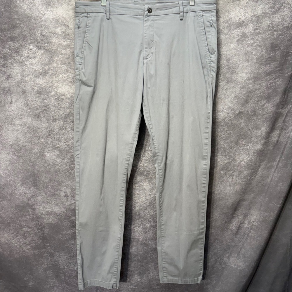 Birddogs Lined Slim Fit Chino Pants Mens 36x32 Gray Stretch Travel Commuter